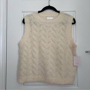 NWT LC Lauren Conrad Cream Cable Knit Sleeveless Sweater Vest